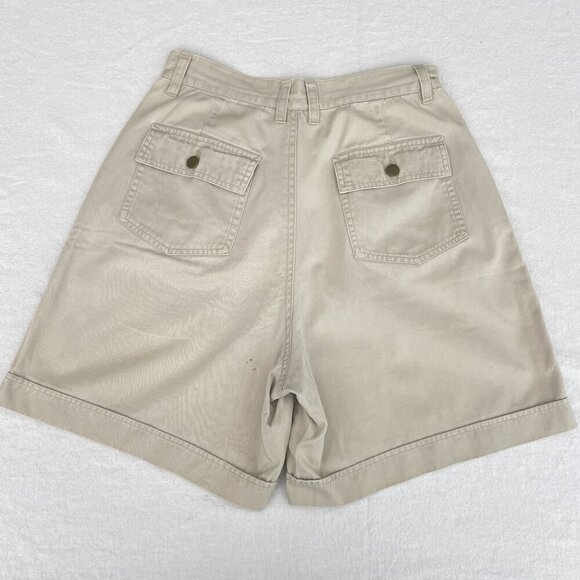 90s Vintage Basic Editions Womens Khaki Tan Cargo Shorts Size 8 - Picture 2 of 11